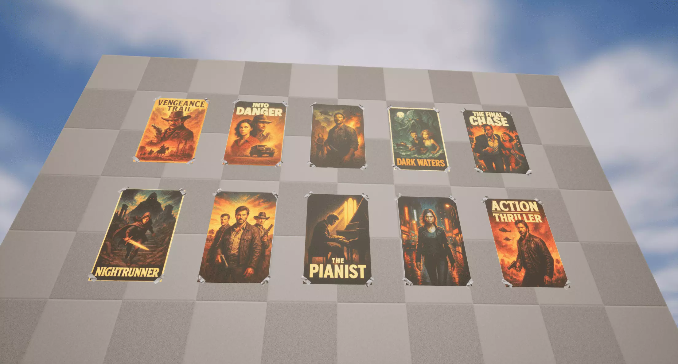 Cinematic Posters Low-poly 3D model_3