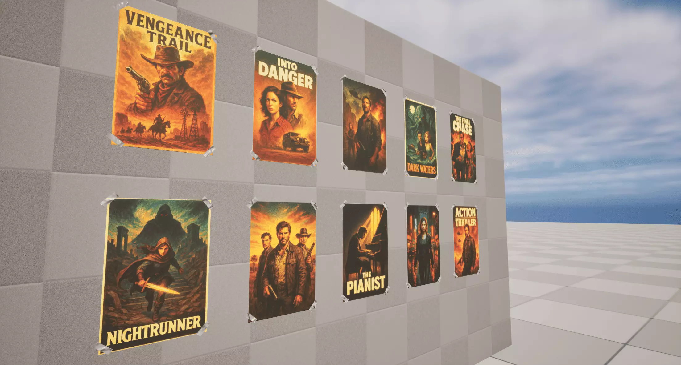 Cinematic Posters Low-poly 3D model_1