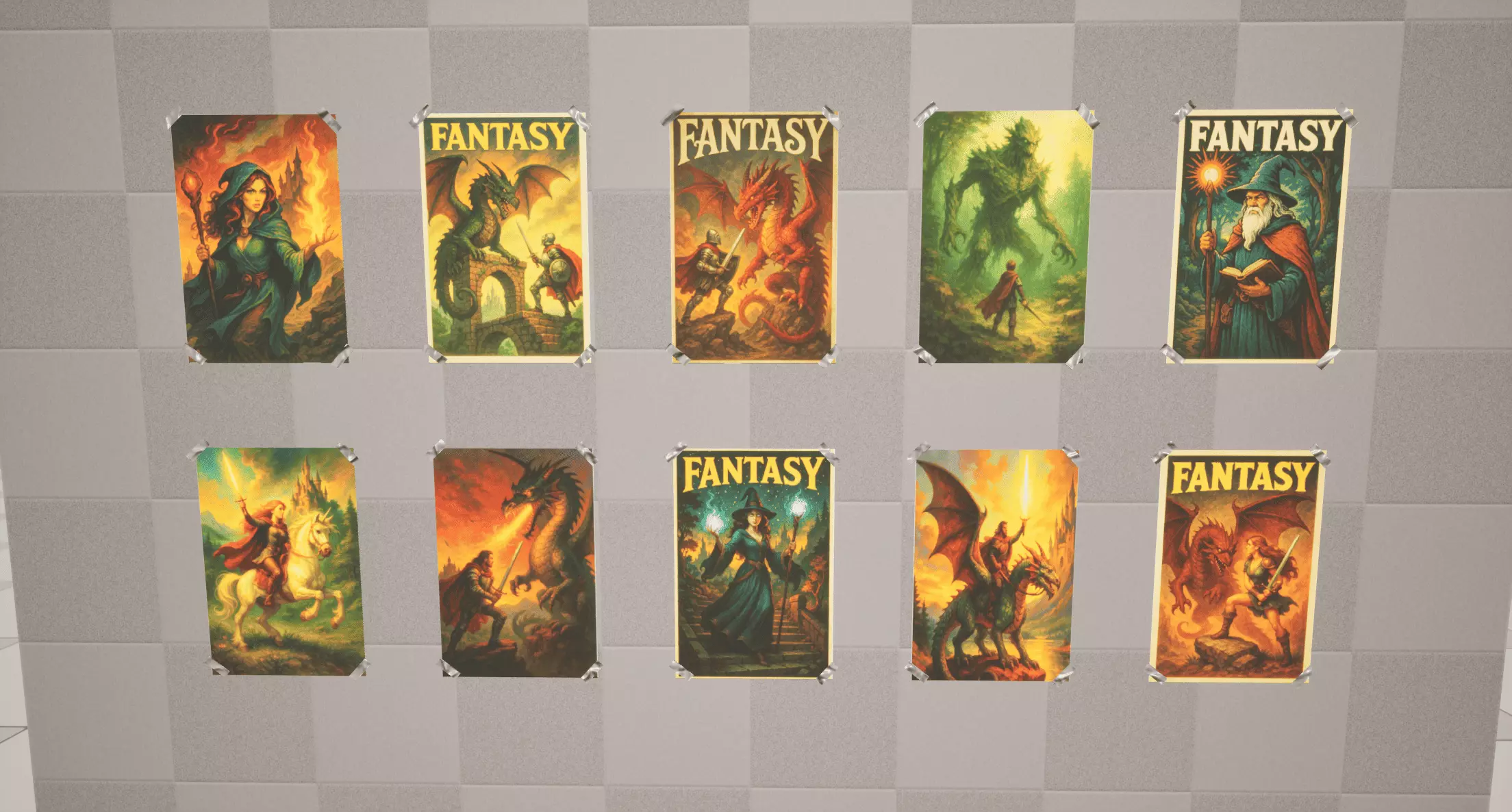 Fantasy Posters Low-poly 3D model_0