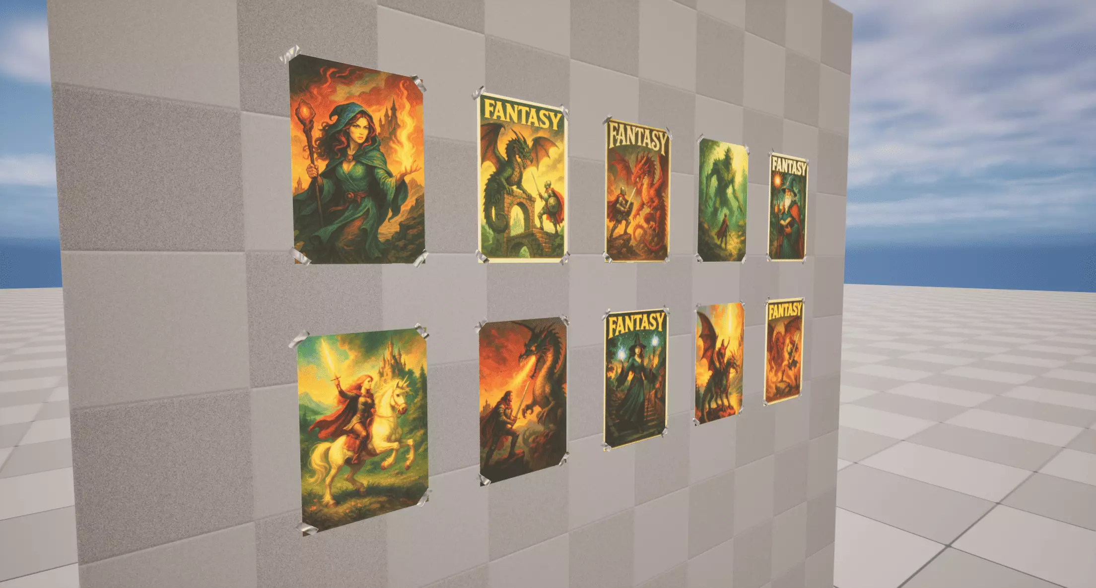 Fantasy Posters Low-poly 3D model_1