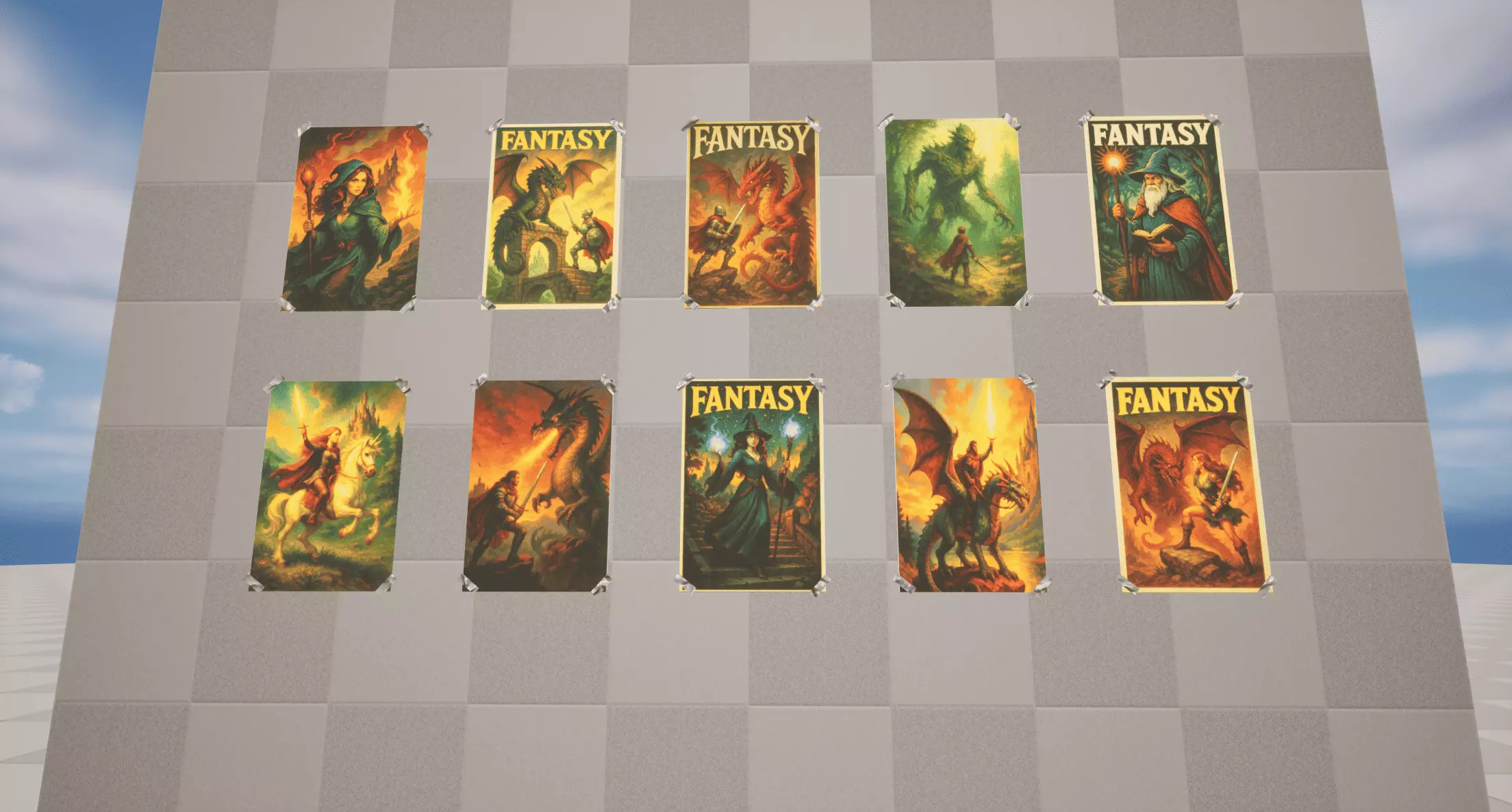 Fantasy Posters Low-poly 3D model_3