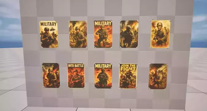Military Posters Low-poly 3D model Military Posters Low-poly 3D model
