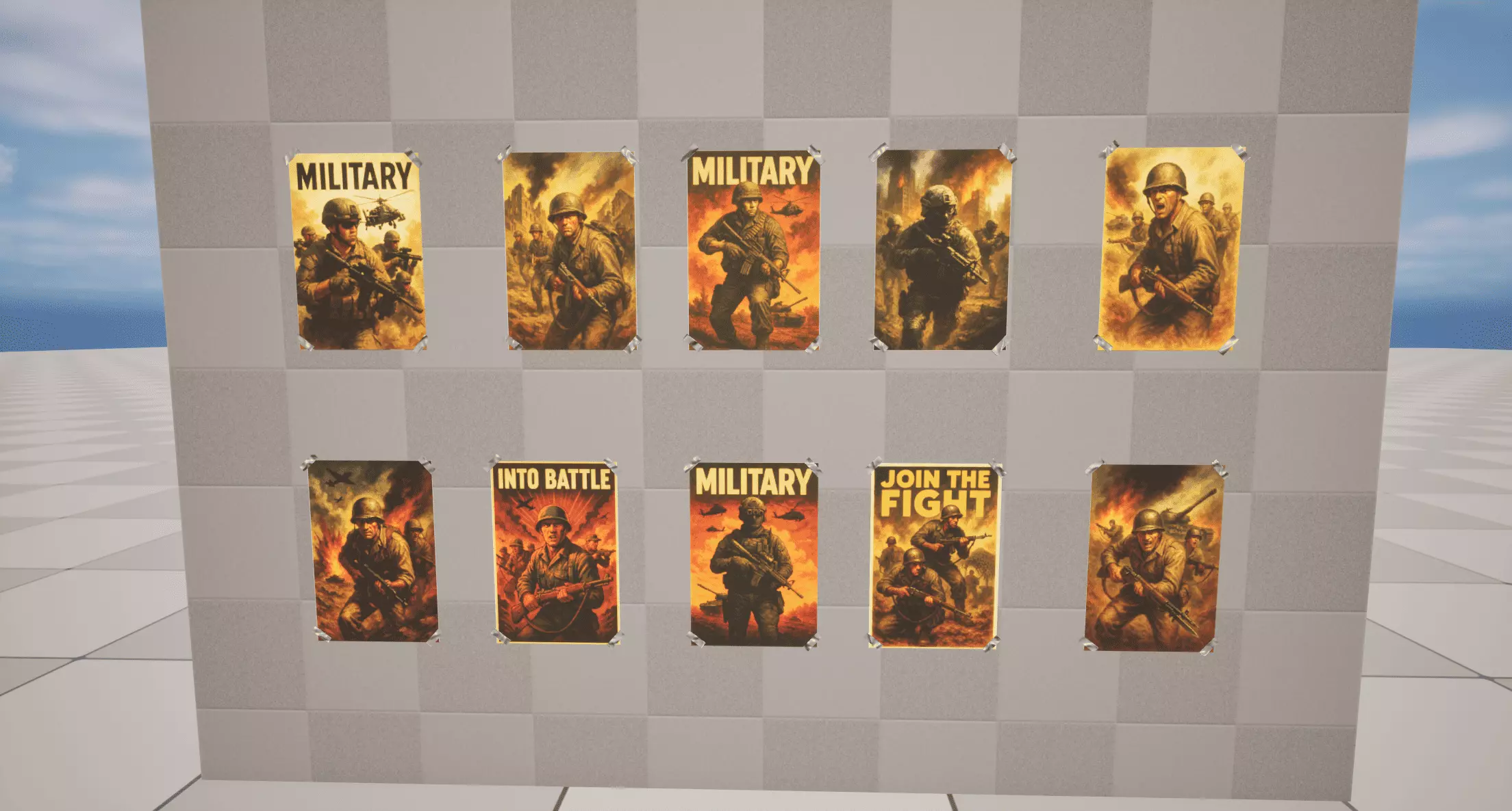 Military Posters Low-poly 3D model_0