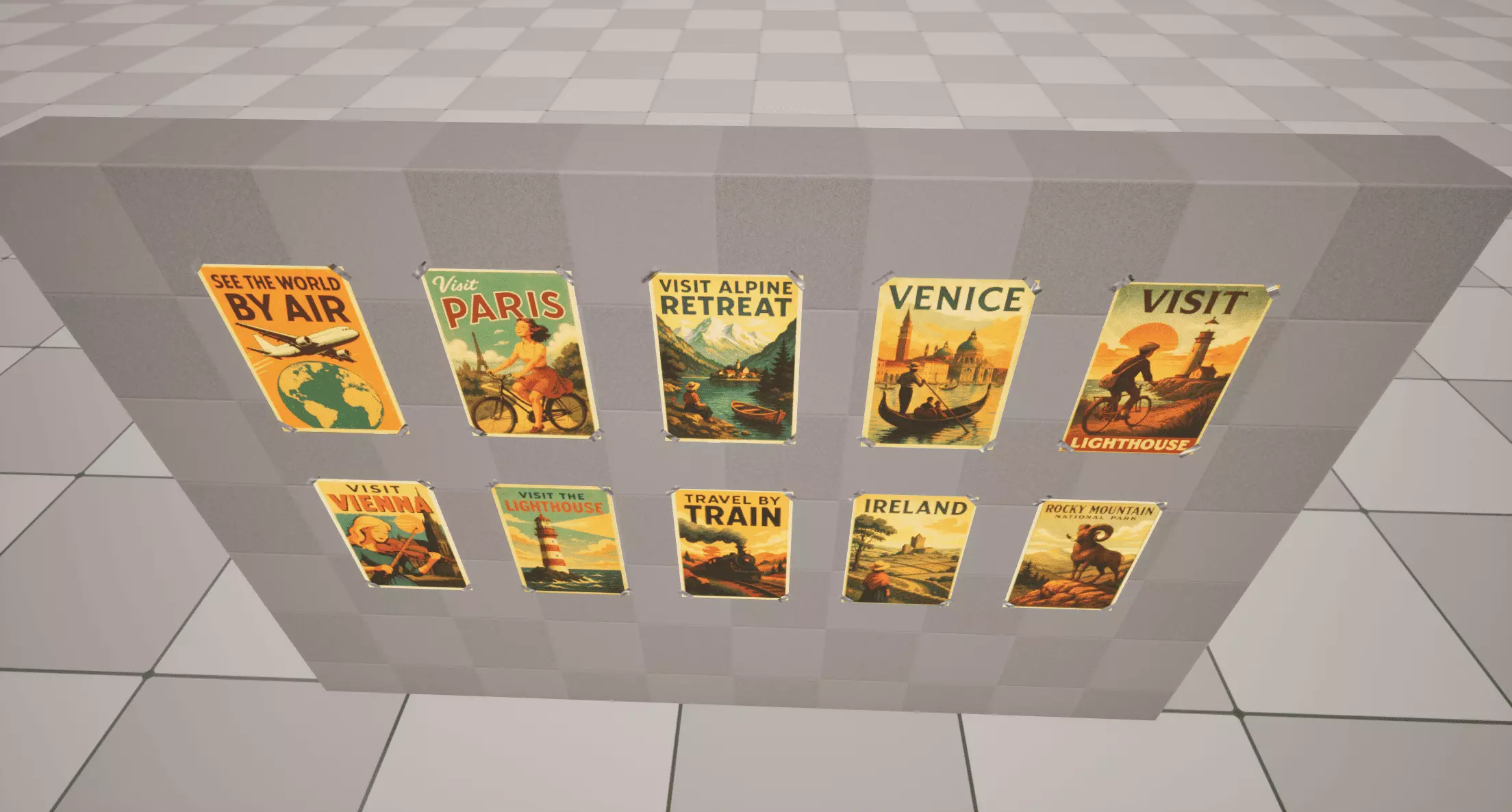 Vintage Posters Low-poly 3D model_4