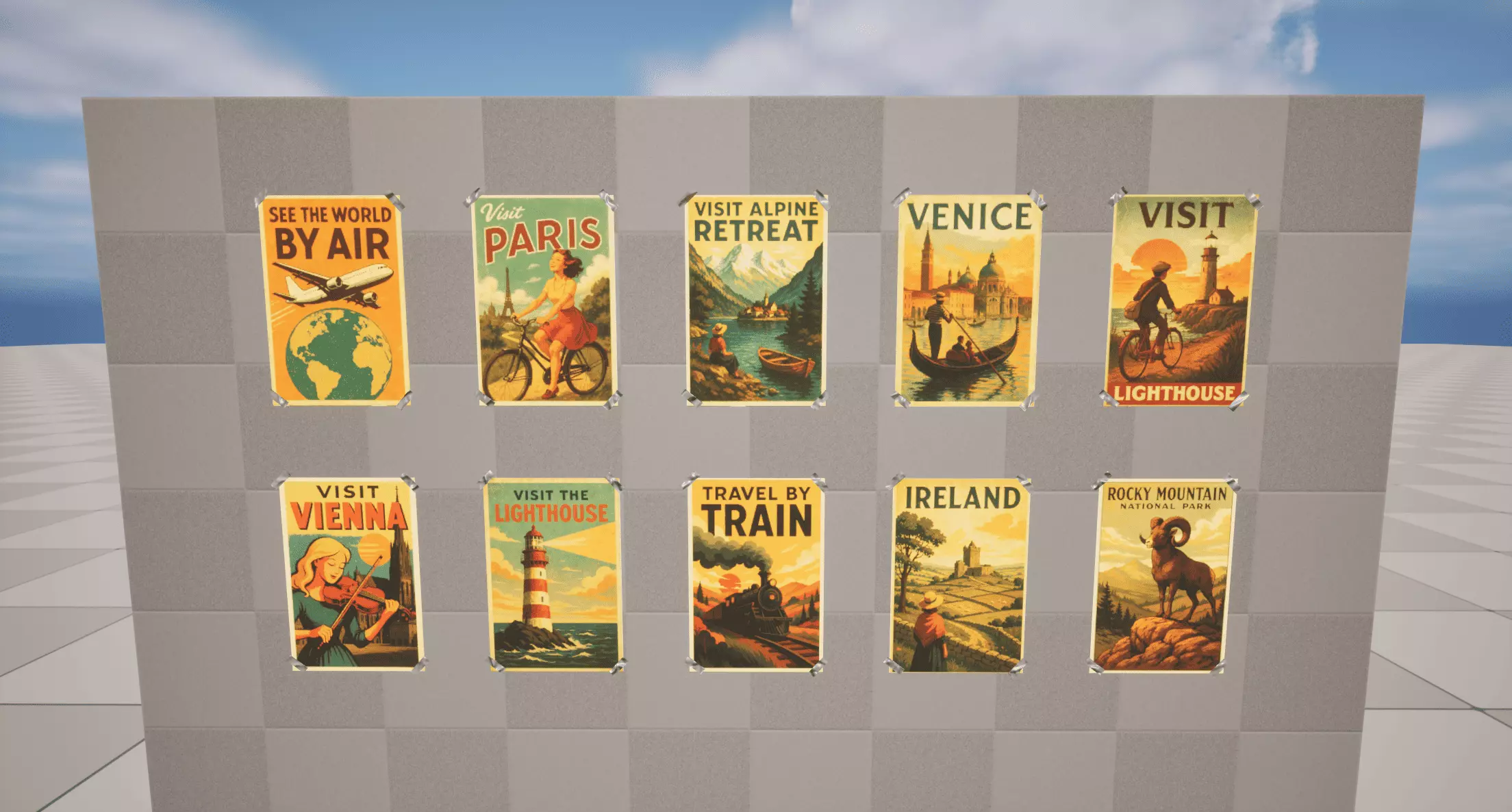 Vintage Posters Low-poly 3D model_0