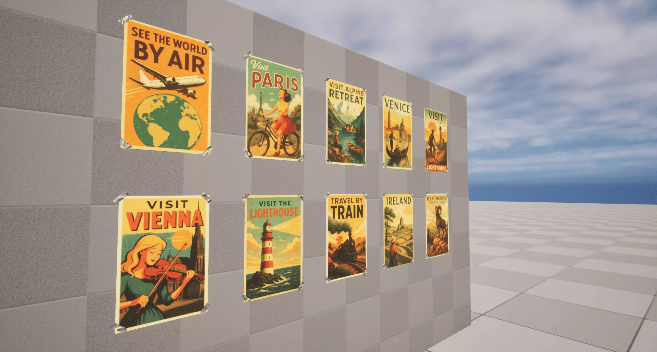 Vintage Posters Low-poly 3D model_1