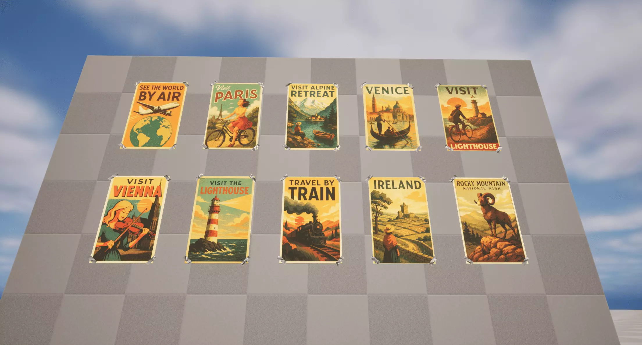 Vintage Posters Low-poly 3D model_3