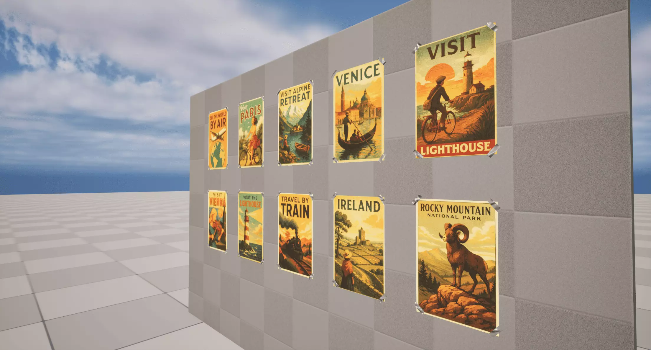 Vintage Posters Low-poly 3D model_2