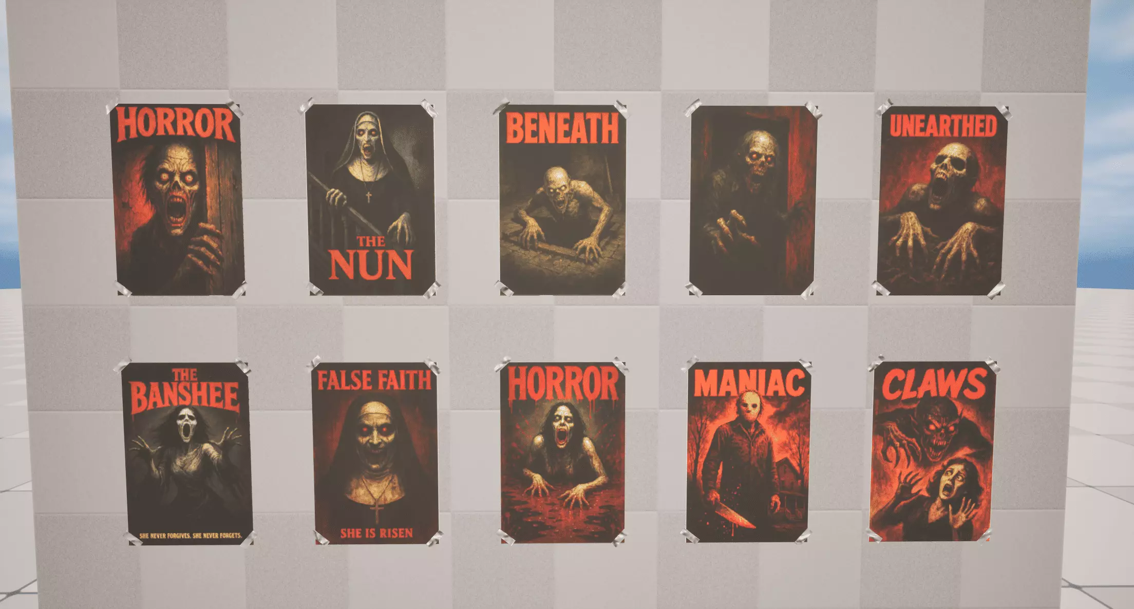 Horror Poster Low-poly 3D model_0