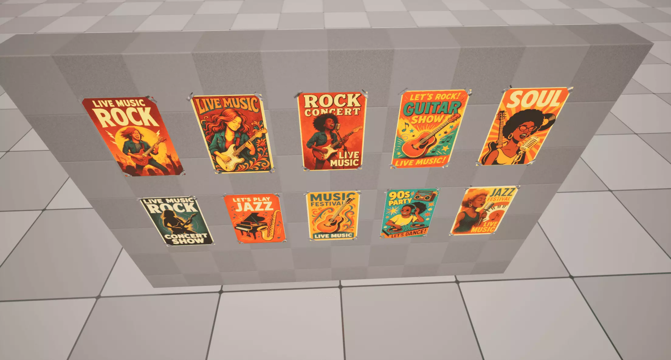 Music Posters Low-poly 3D model_3