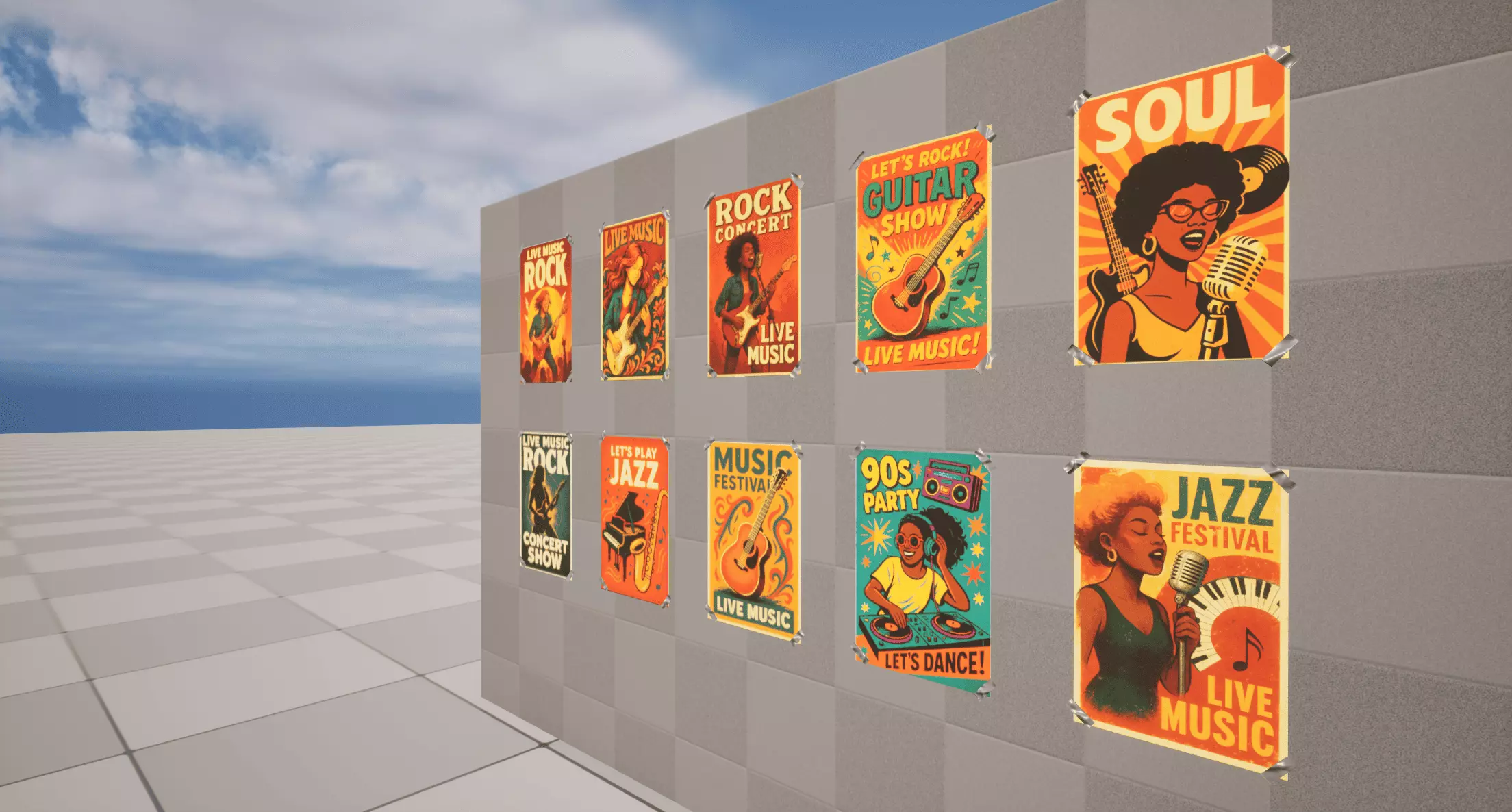 Music Posters Low-poly 3D model_2