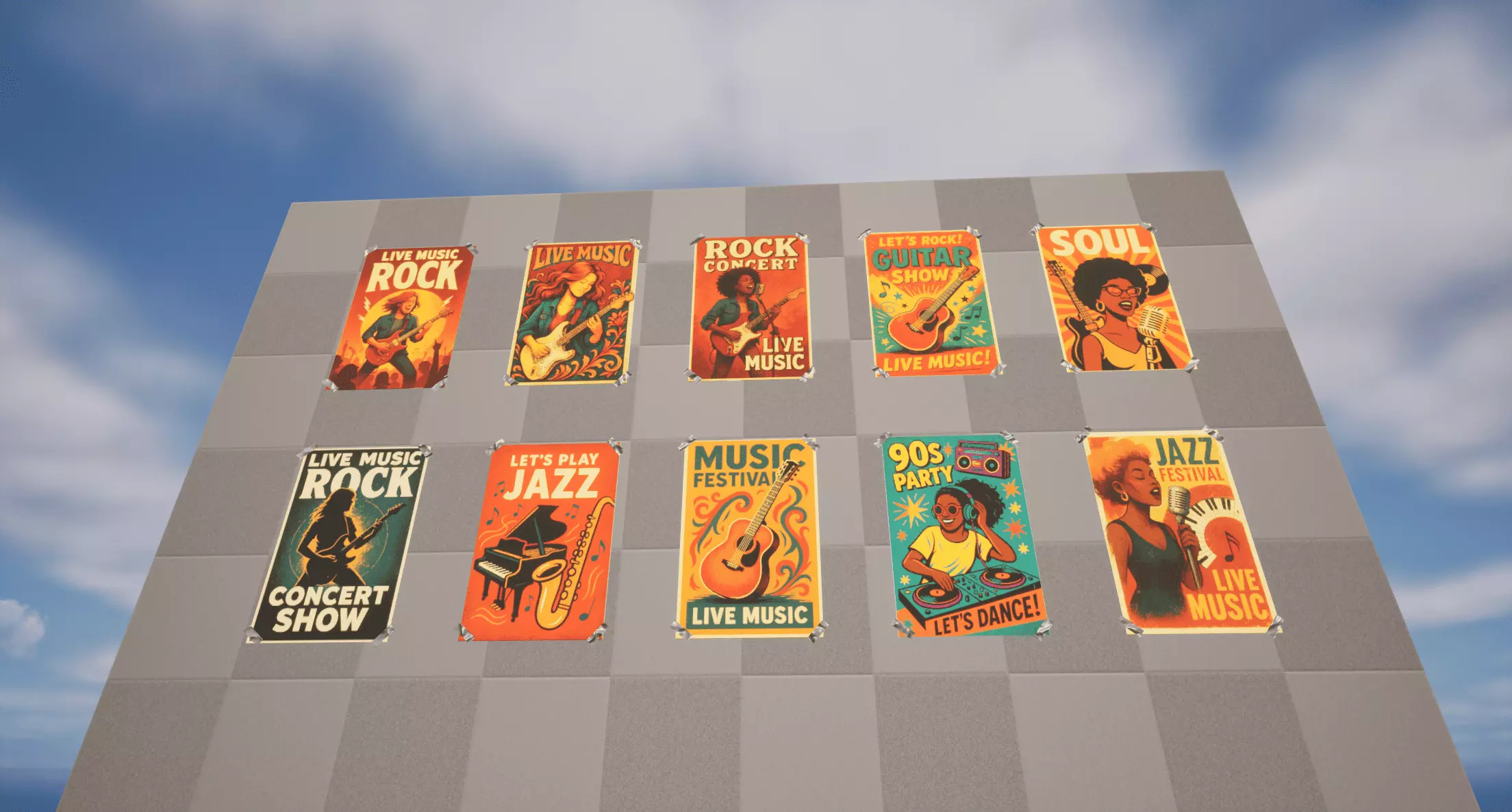 Music Posters Low-poly 3D model_4