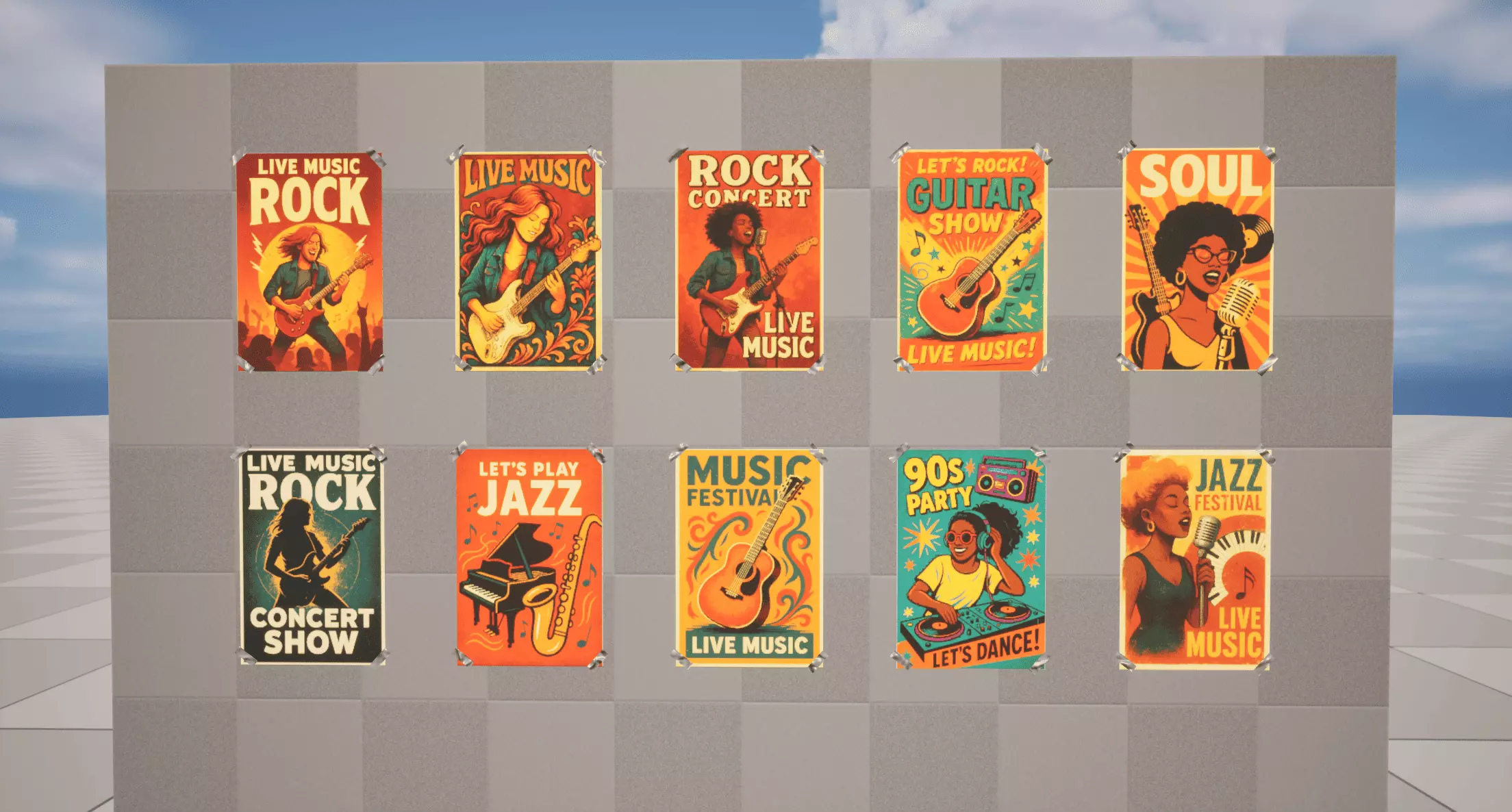Music Posters Low-poly 3D model_0