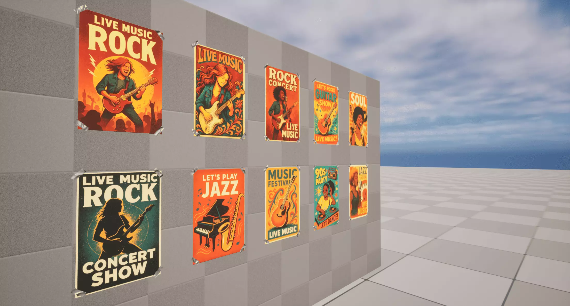 Music Posters Low-poly 3D model_1
