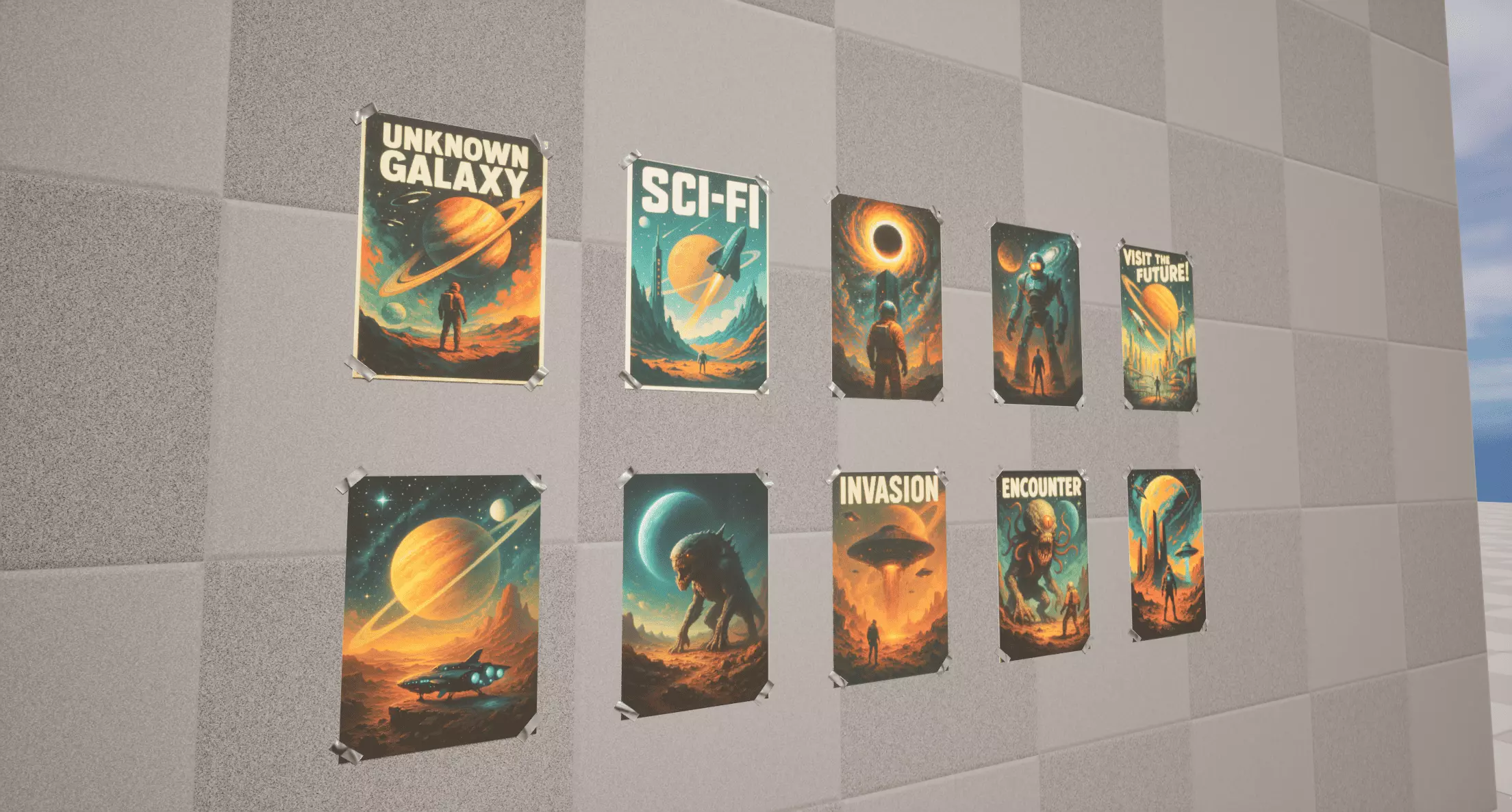 Sci-Fi Posters Low-poly 3D model_1