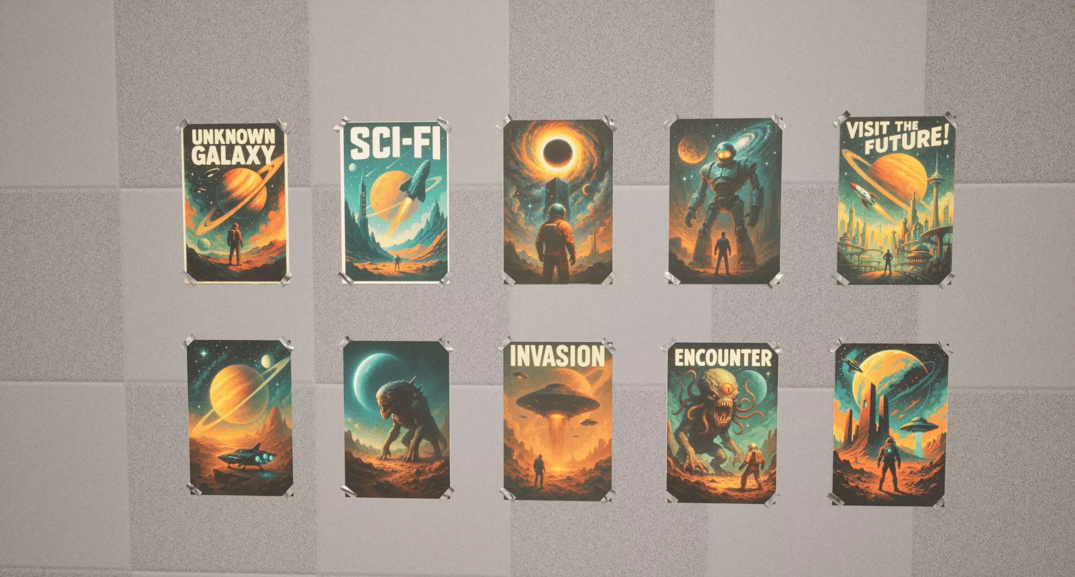 Sci-Fi Posters Low-poly 3D model_0