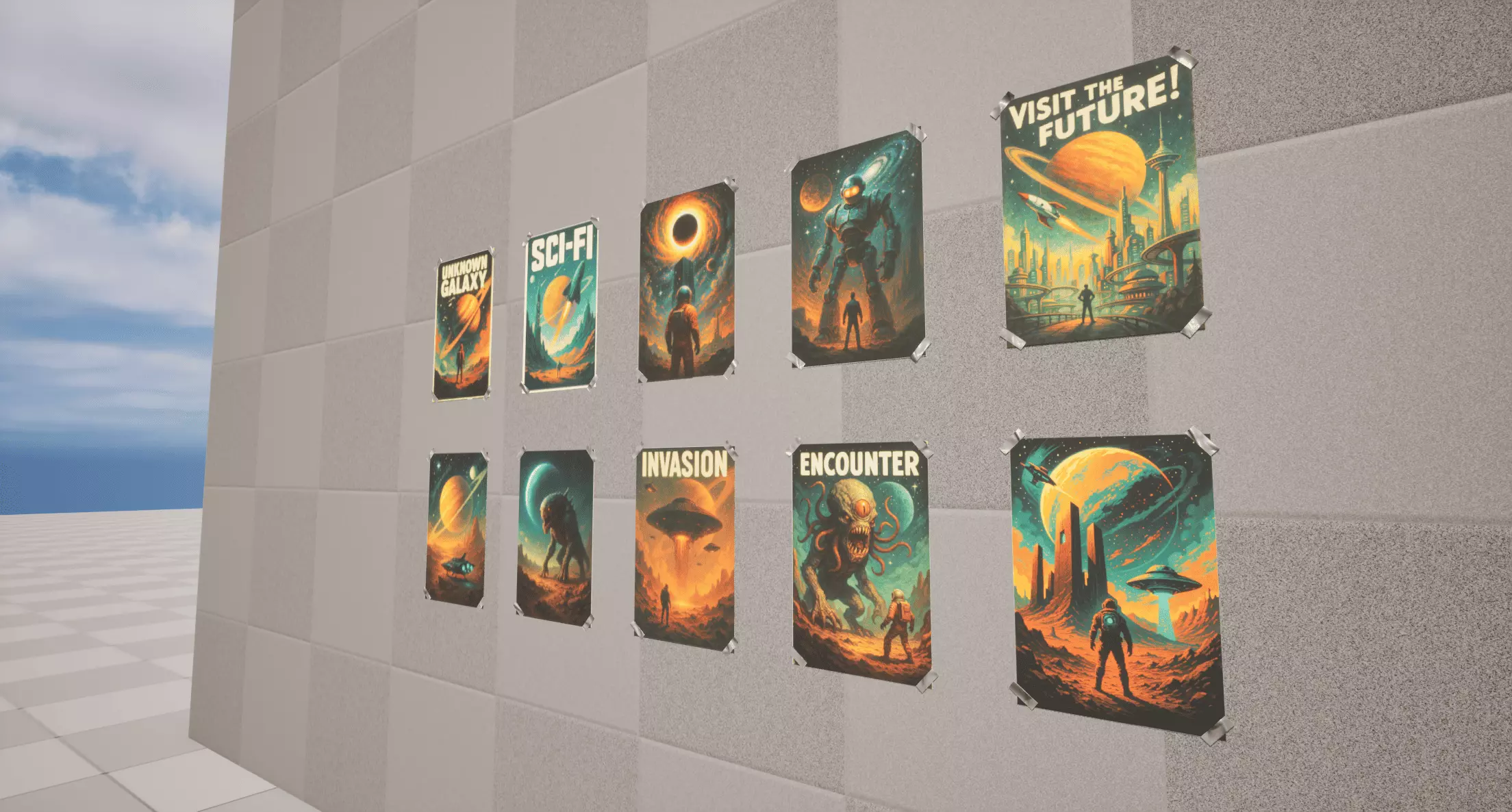 Sci-Fi Posters Low-poly 3D model_2