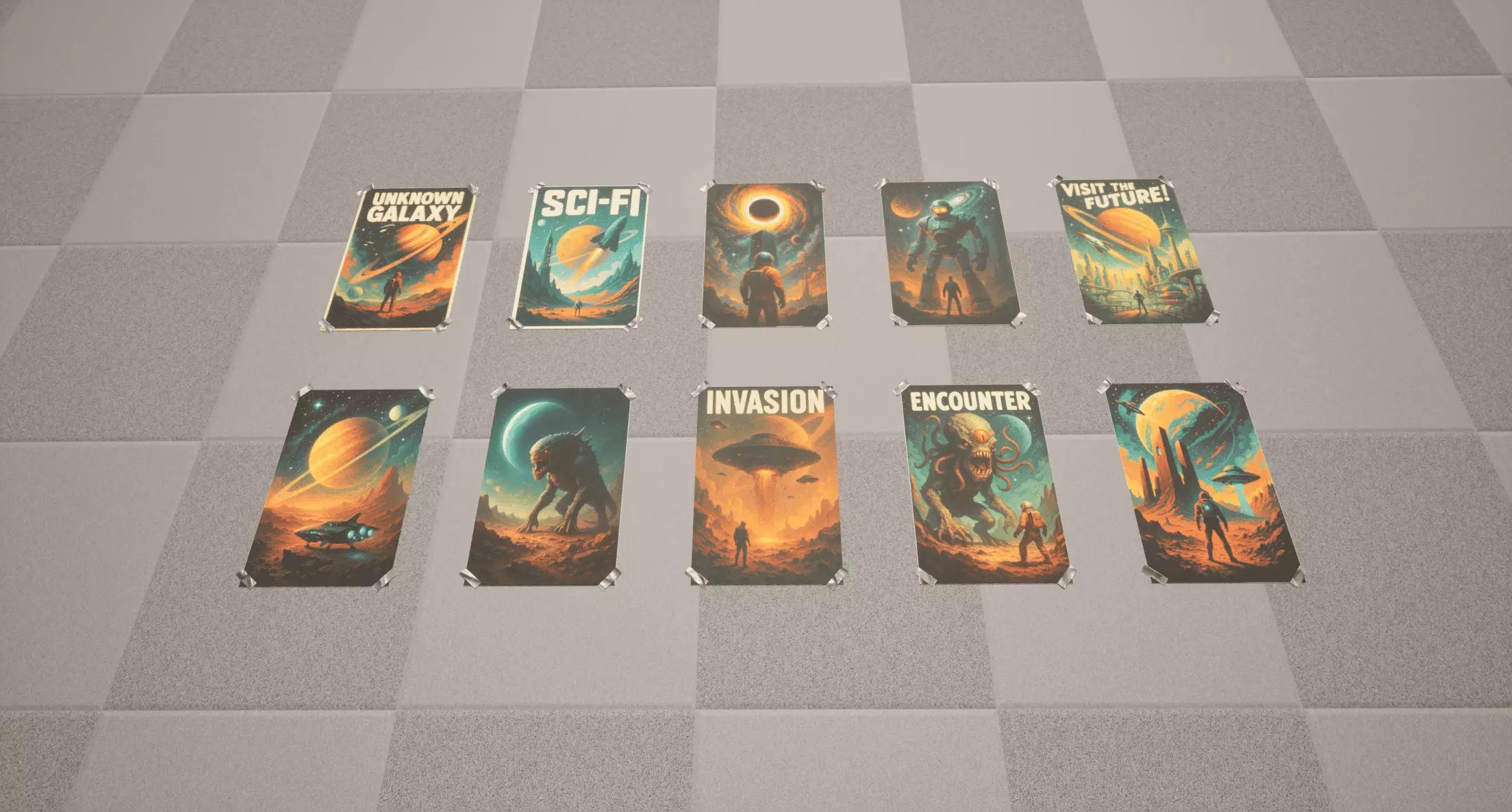 Sci-Fi Posters Low-poly 3D model_3