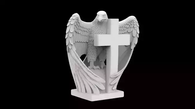 Eagle with Cross 3D Print Model