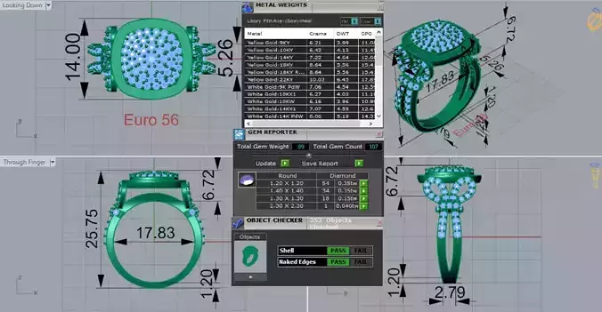 Rose Gold Diamond STL 3D Ring Model jr00195