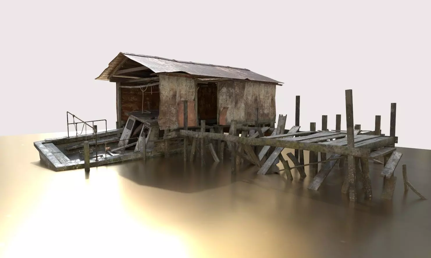 Abandoned Boathouse 3D model_1