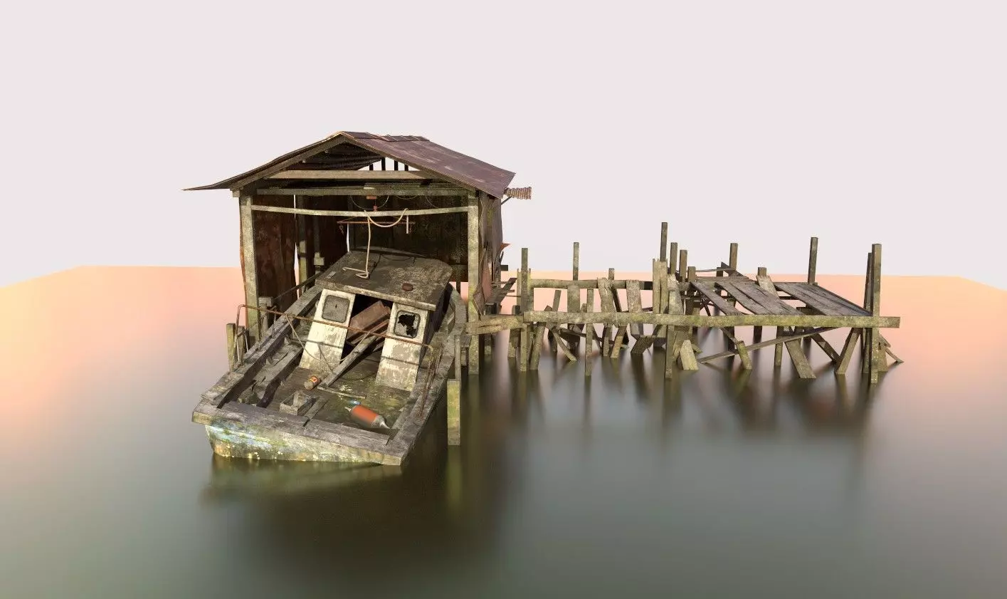 Abandoned Boathouse 3D model_2