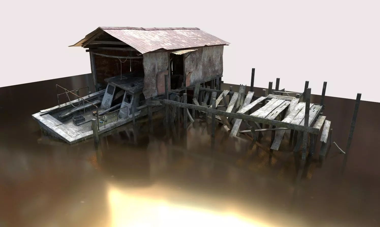 Abandoned Boathouse 3D model_12