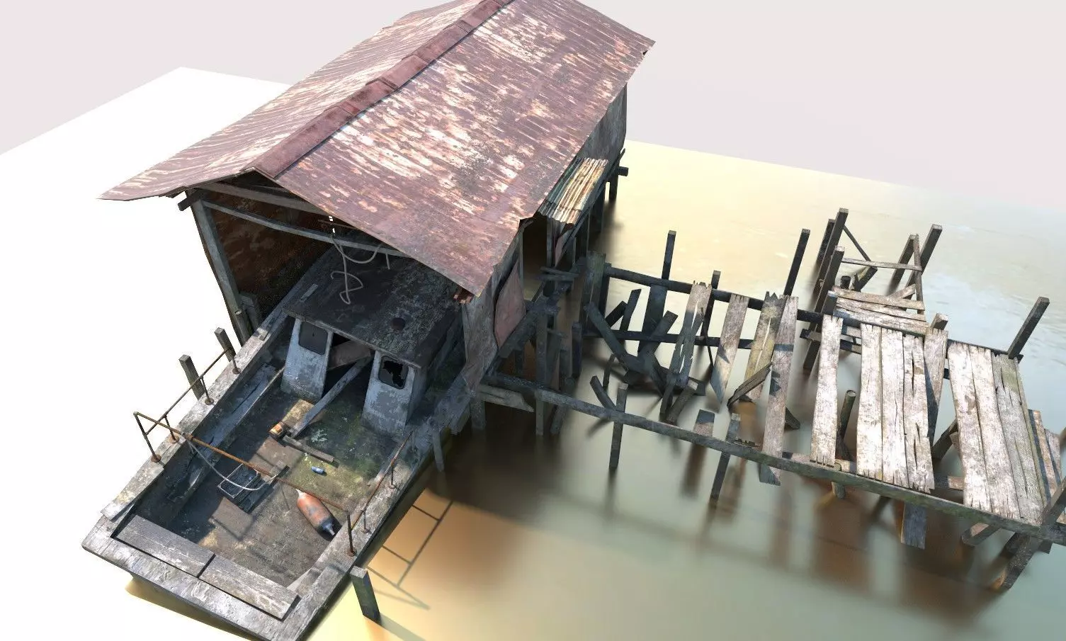 Abandoned Boathouse 3D model_10