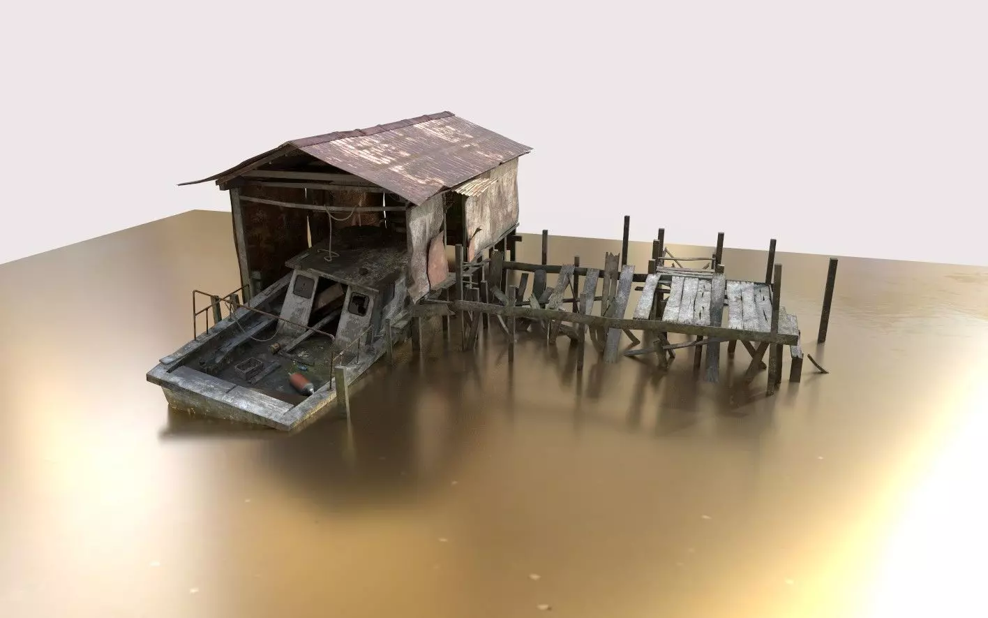 Abandoned Boathouse 3D model_4