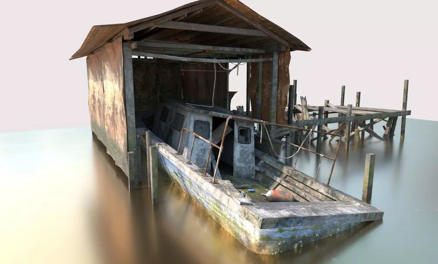 Abandoned Boathouse 3D model_9