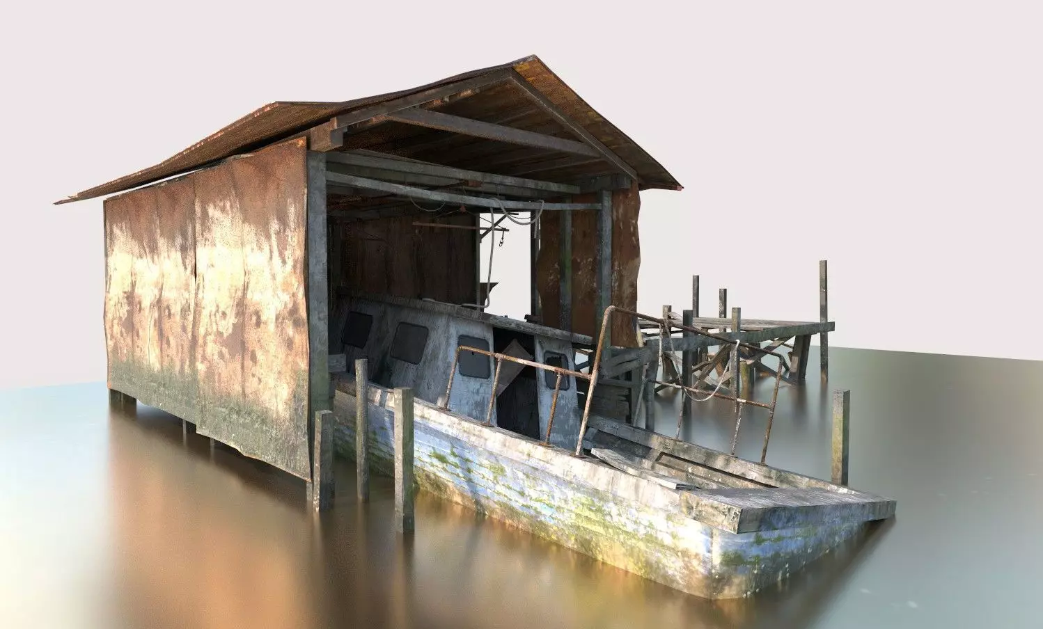 Abandoned Boathouse 3D model_8