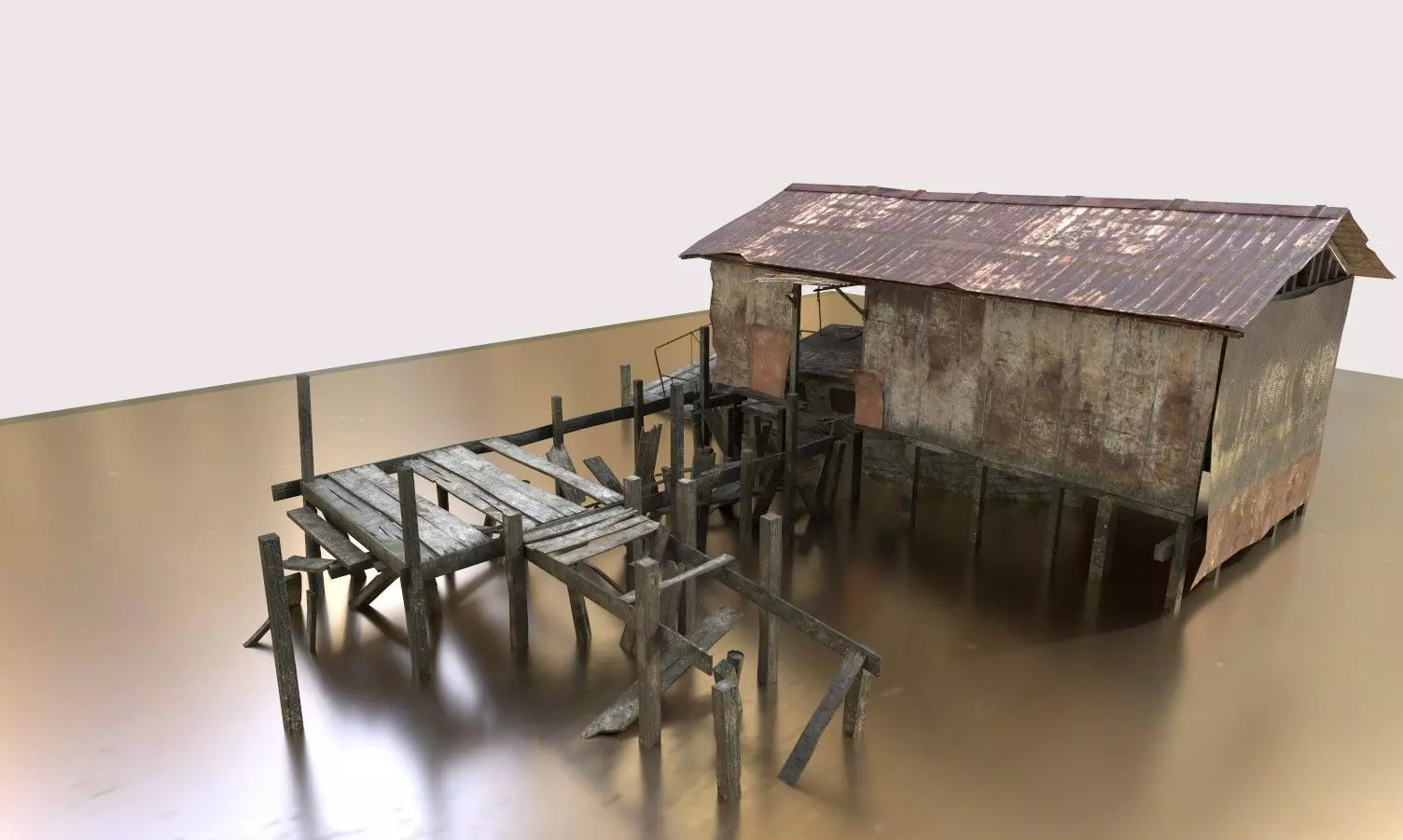 Abandoned Boathouse 3D model_6