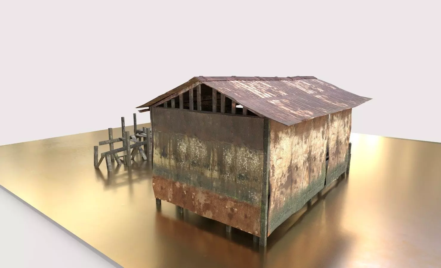 Abandoned Boathouse 3D model_7