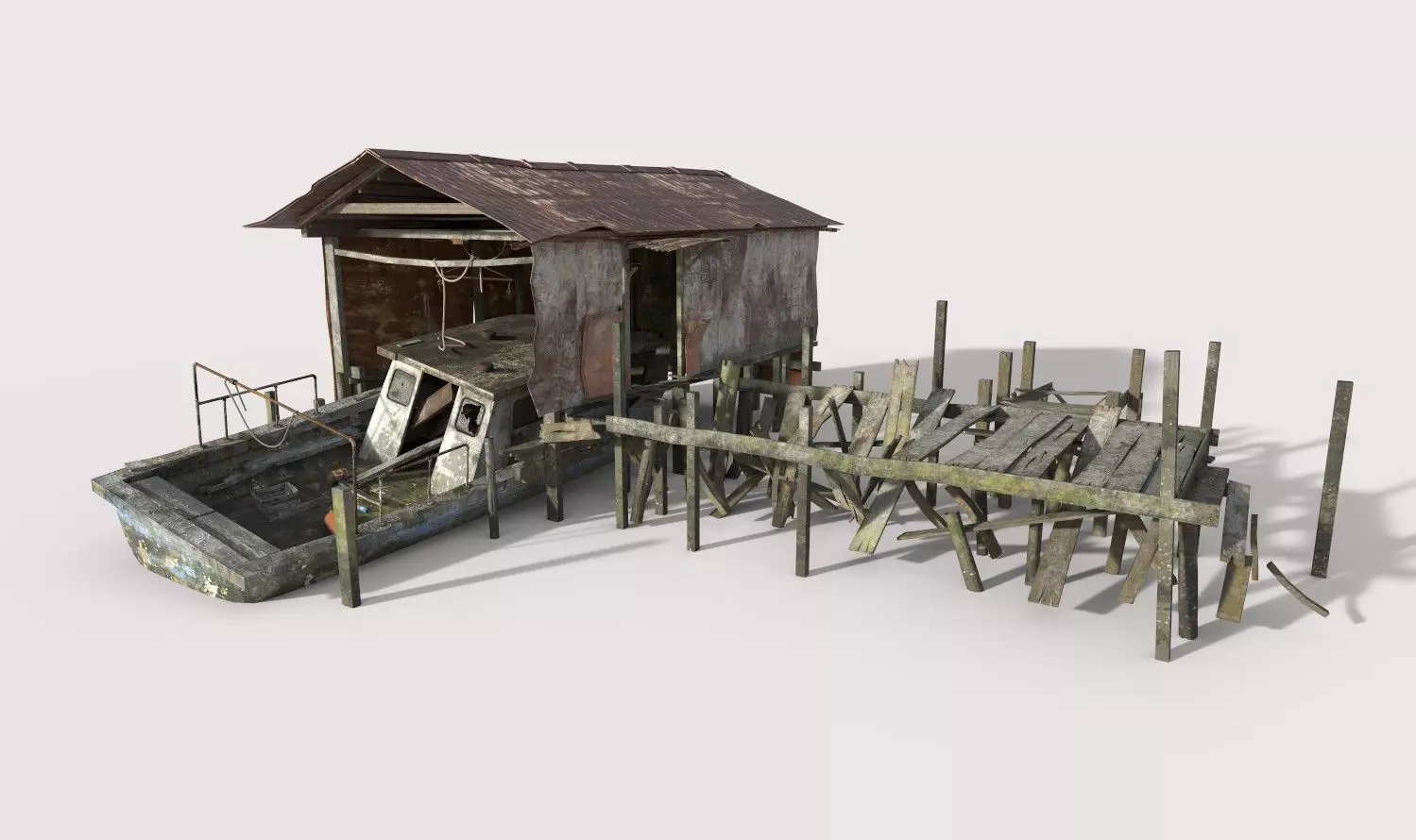 Abandoned Boathouse 3D model_0