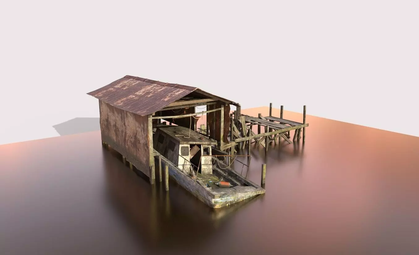 Abandoned Boathouse 3D model_3