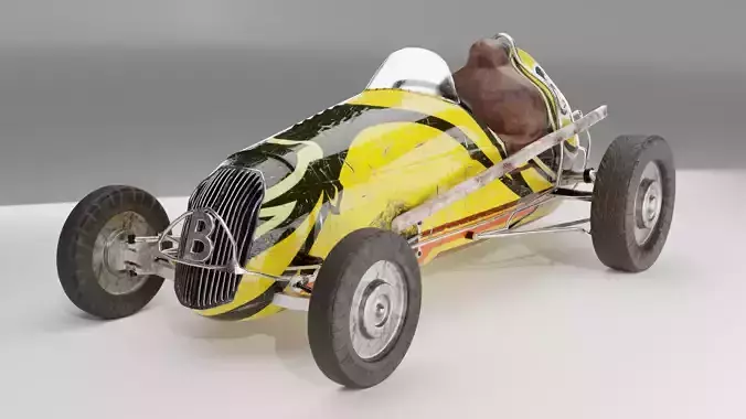Vintage 1940s Speedcar Realistic Racing Car 3D Model Game Ready Low-poly 3D model