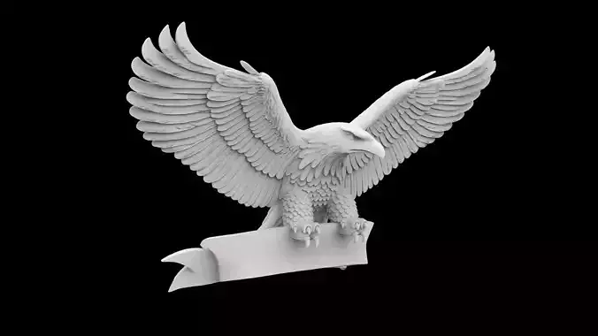 Eagle with Scroll Banner 3D Print Model