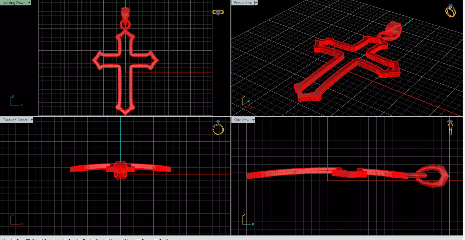Futuristic Geometric Cross Necklace File Item 15 3D print model_4