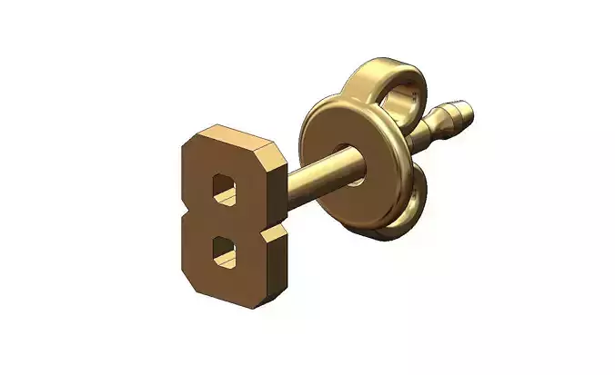 8 eight number varsity font stud earring