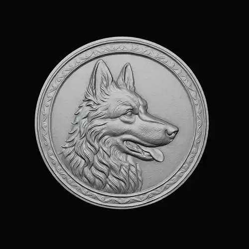 German Shepherd bas-relief 3D print model