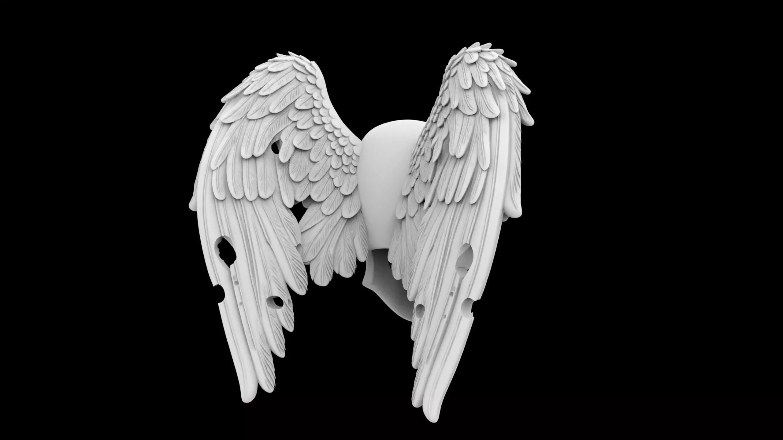 Fallen Angel Skull with Broken Wings 3D Print Model 3D print model_4