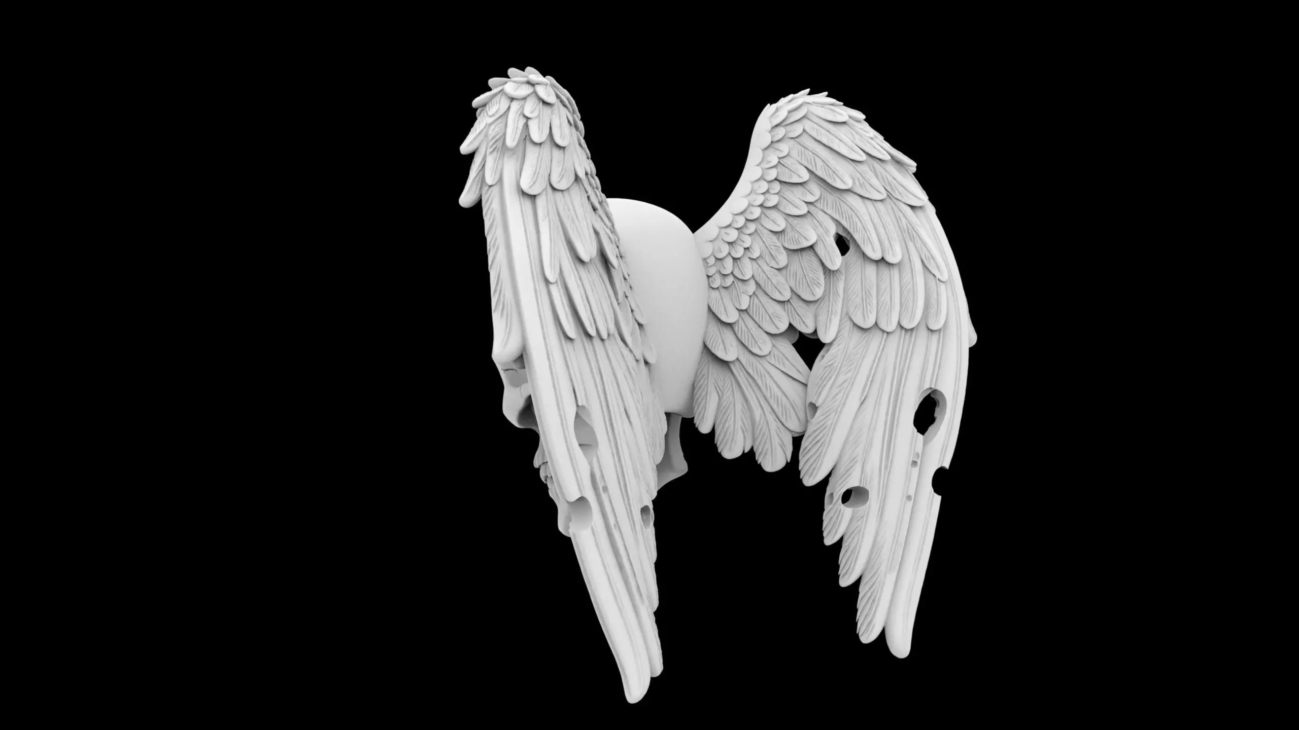 Fallen Angel Skull with Broken Wings 3D Print Model 3D print model_3