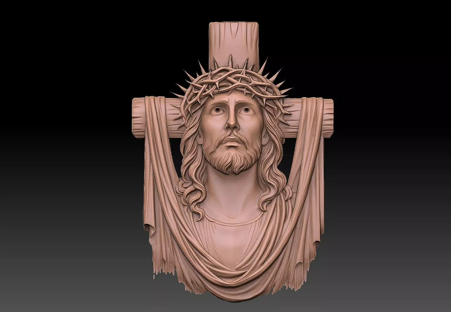 Jesus Christ with Cross and Crown of Thorns 3D print model