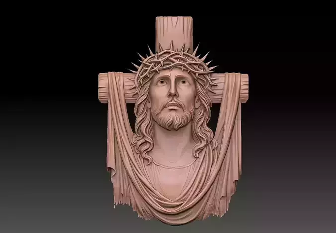 Jesus Christ with Cross and Crown of Thorns