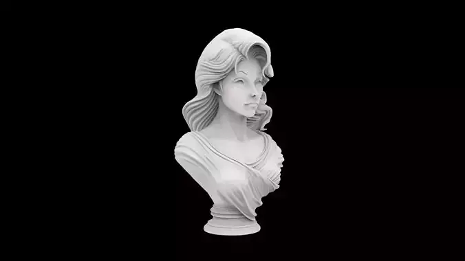 Romantic Woman Bust Sculpture with Base for 3D Print