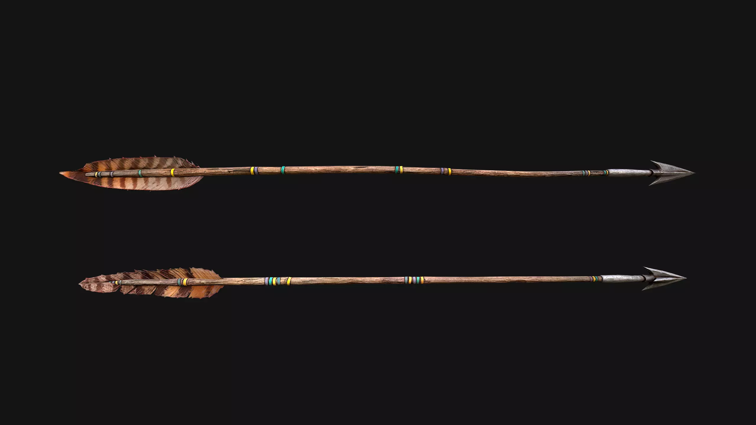 Medieval Wooden Bow Weapon Archer Low-poly 3D model_9