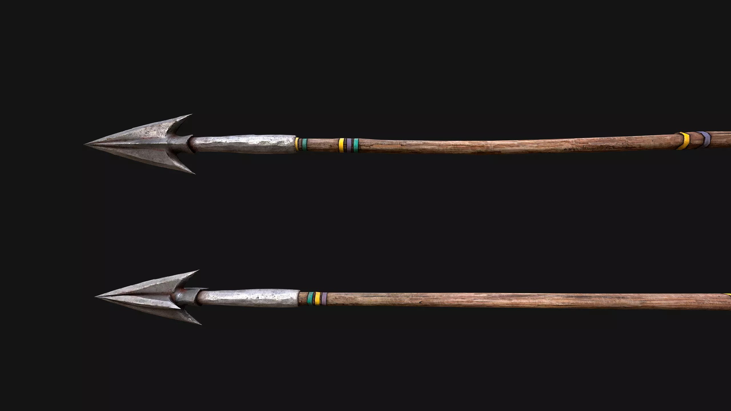 Medieval Wooden Bow Weapon Archer Low-poly 3D model_26