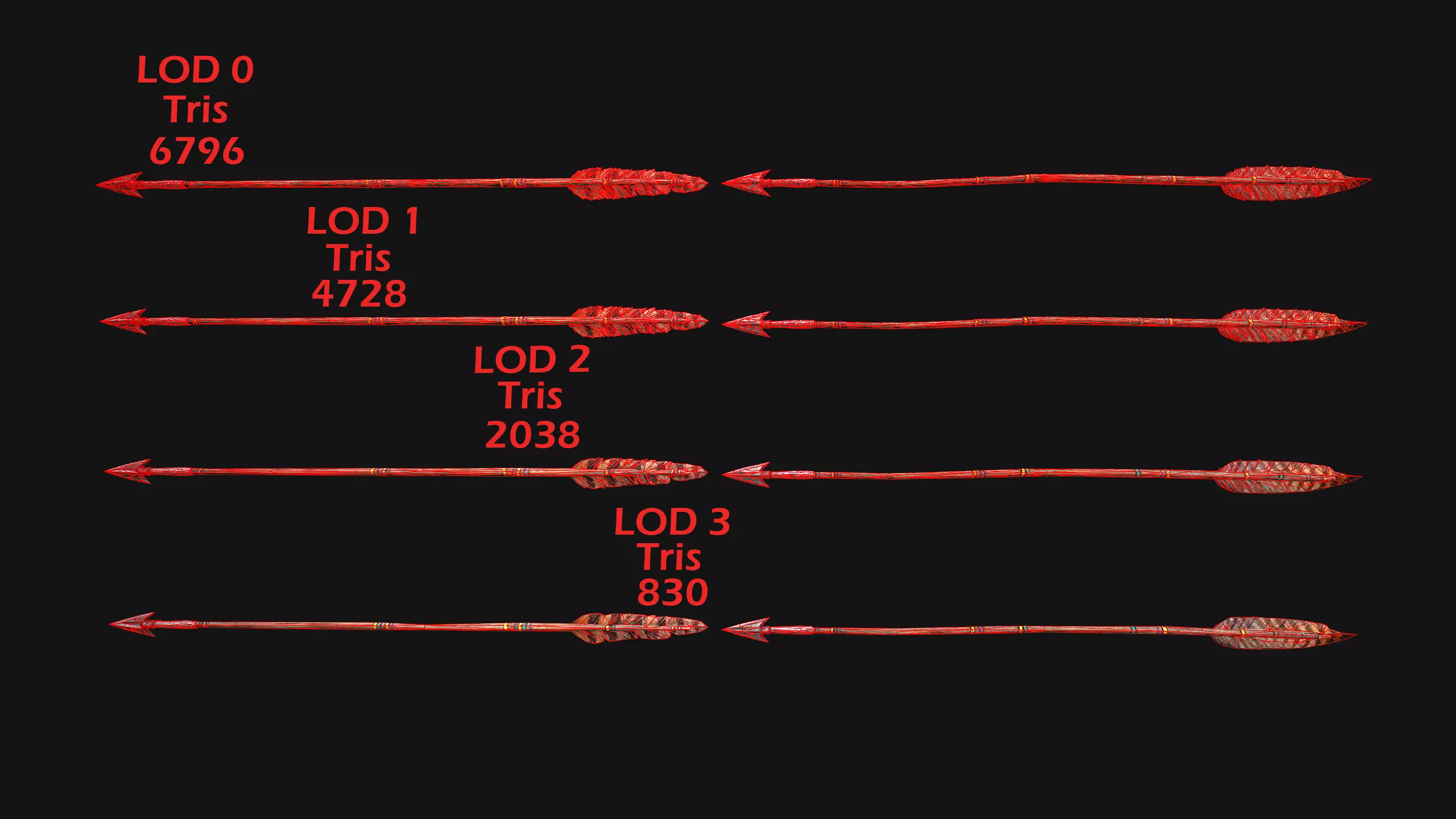 Medieval Wooden Bow Weapon Archer Low-poly 3D model_4