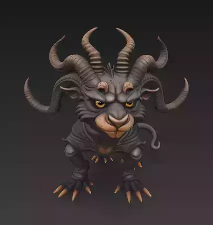 Stylized Demon Beast Sculpture - 3D Print Model