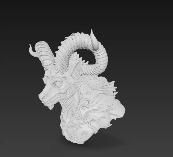 Demonic Ram Bust-Dark Fantasy 3D Model 3D print model_7